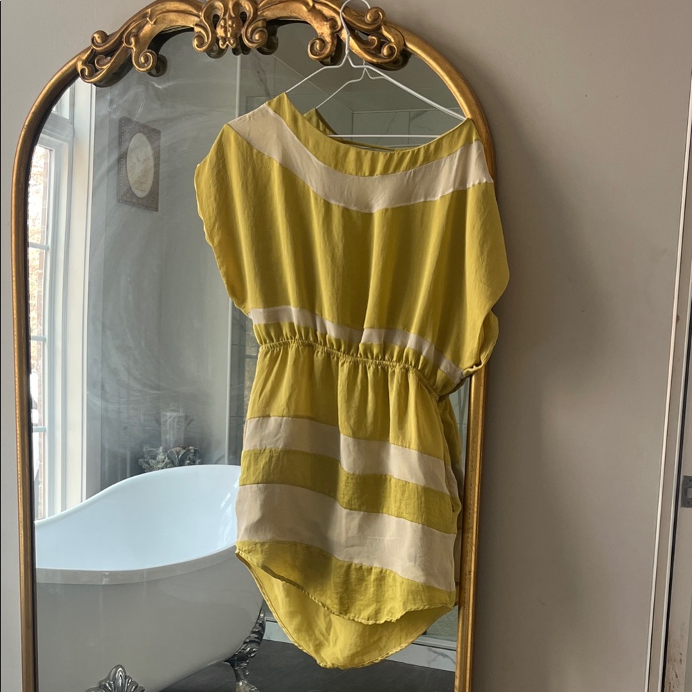 Chartreuse Colored Dress (Open Back Detail & High/Low bottom)